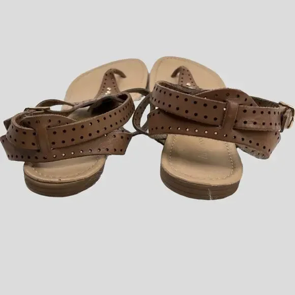 A. Giannetti T-Strap Sandals Womens Size 10 Caged Ankle Strap and Gold Hardware - Picture 5 of 6